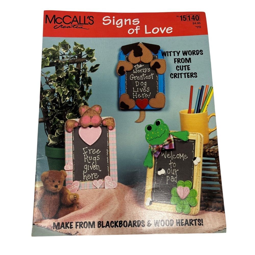 McCall's Signs of Love Blackboards and Wood Heart‎ Patterns DIY Crafting Booklet